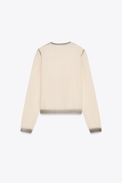 ZARA КАРДИГАН С ПРИНТОМ ОМБРЕ, ЭКРЮ