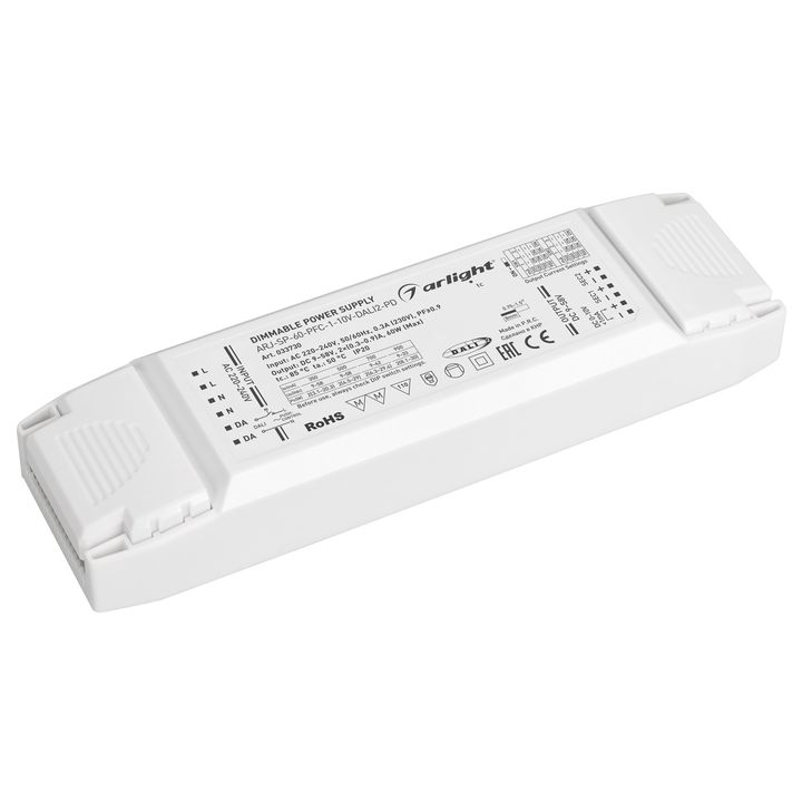 Блок питания Arlight ARJ-SP-60-PFC-1-10V-DALI2-PD (60W, 9-58V, 2x0.3-0.9A) 033730