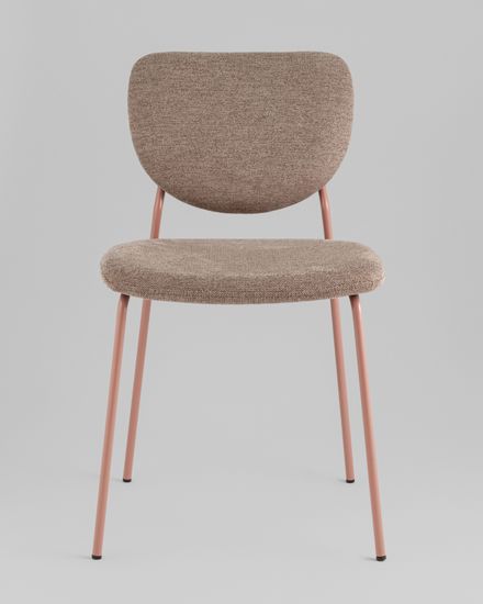 Стул обеденный Gigi шенилл коричневый розовые ножки