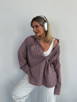 Рубашка в клетку нежно-розовая