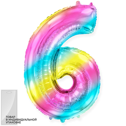Цифра "6" радужный Fm в упаковке