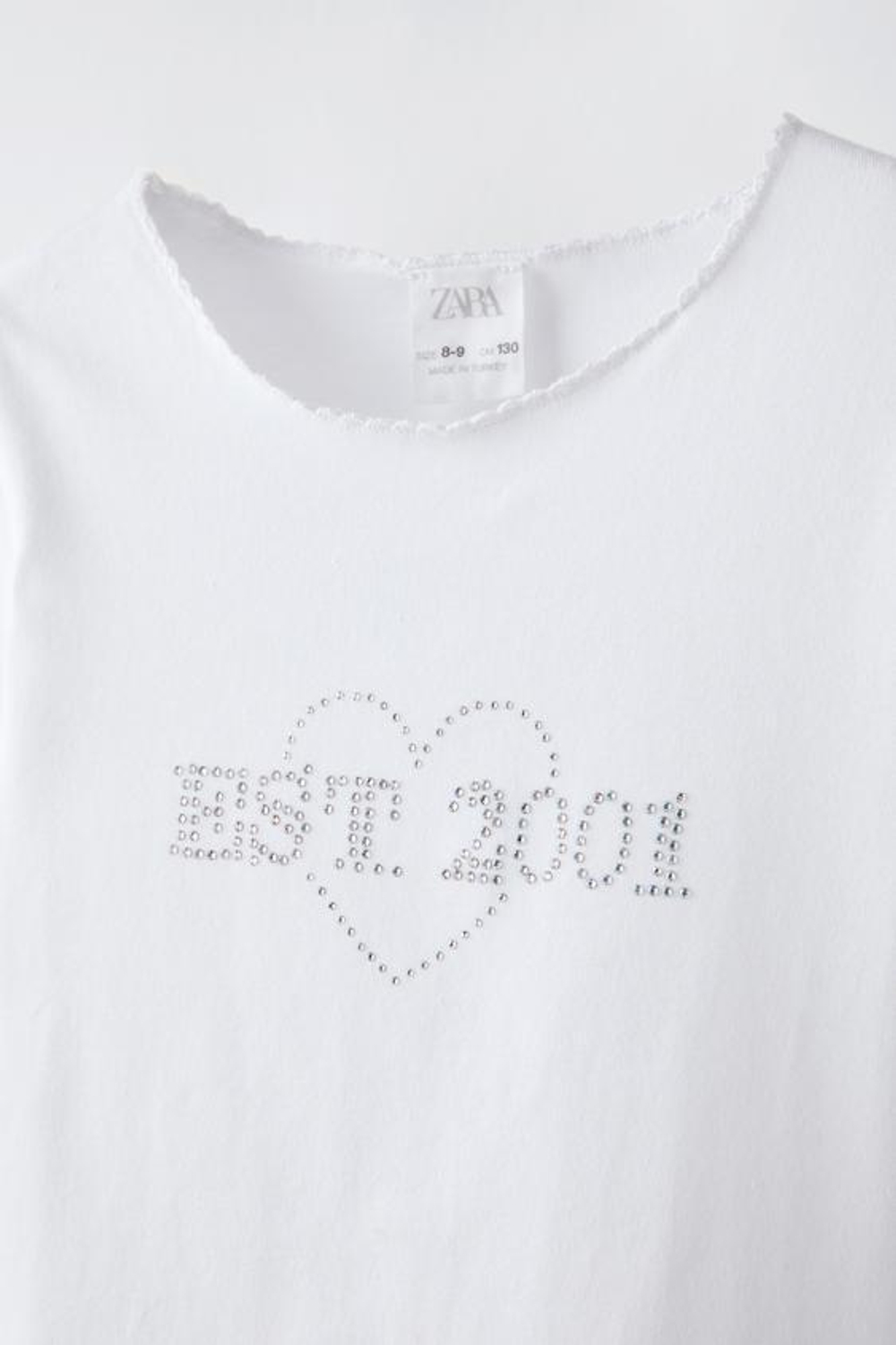 ZARA ФУТБОЛКА СО СТРАЗАМИ, БЕЛЫЙ