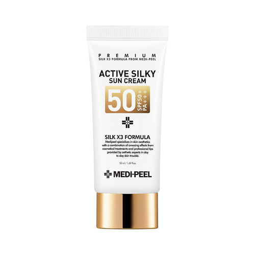 MEDI-PEEL Солнцезащитный крем для лица с комплексом пептидов и шёлка Active Silky Sun Cream SPF50+/PA+++ 50 мл (41545)