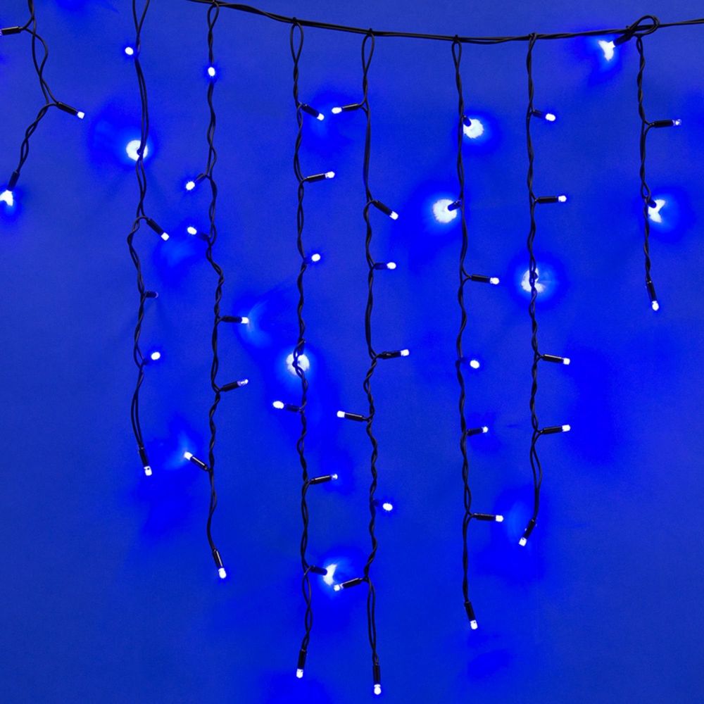 ULD-B3010-200-TBK BLUE IP67 Бахрома светодиодная с эффектом мерцания. 3м. Соединяемая. 200 светодиодов. Синий свет. Провод черный. TM Uniel.