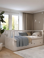 IKEA Кушетка-кровать раздвижная HEMNES, белая, 80*200/160*2000, КЫМОР (ИКЕА ХЕМНЭС)(IKEA HEMNES)