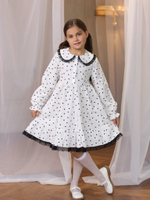 Платье из фланели с длинным рукавом «Париж», цвет белый, сердечки