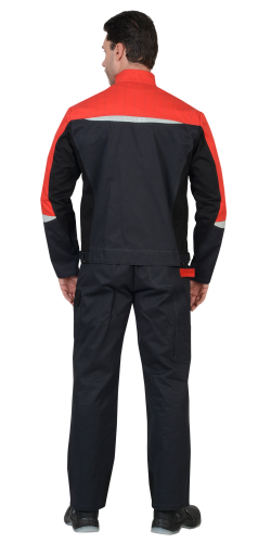 Костюм ФАВОРИТ-МЕГА куртка, п/к, серый с черным и красным, СОП, 100% х/б, пл. 320 г/кв.м