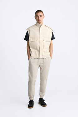 ZARA БРЮКИ-ДЖОГГЕРЫ, КАМЕННО-СЕРЫЙ