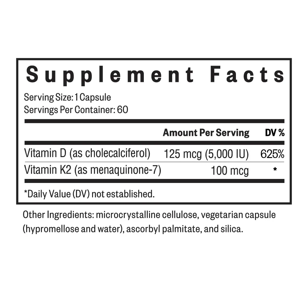 Vitamin D3 + K2 - 60 капсул Seeking Health