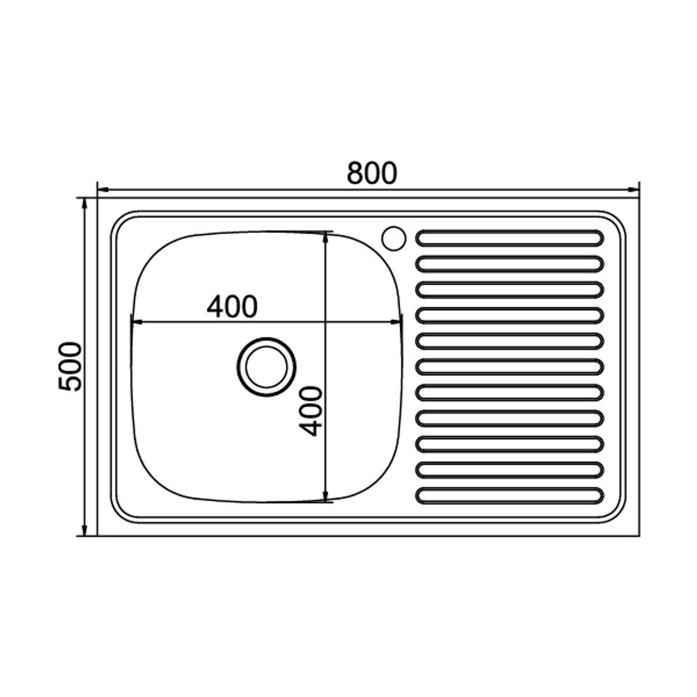 Мойка 80х50 (0,4) лев вып 1 1/2 MIXLINE 16 см