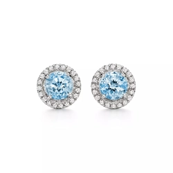 Серьги из платины с бриллиантами и аквамарином 💠 Tiffany- Soleste
