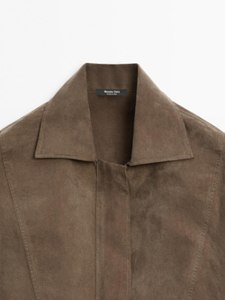 Massimo Dutti Блузка с застежкой-молнией на груди, коричневый