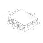 Присоединительная коробка KVN 125/75×6 на 6 выходов, узкая