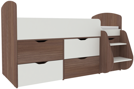 Кровать-чердак КарИВи Малыш 7 Бодего Темный Белый