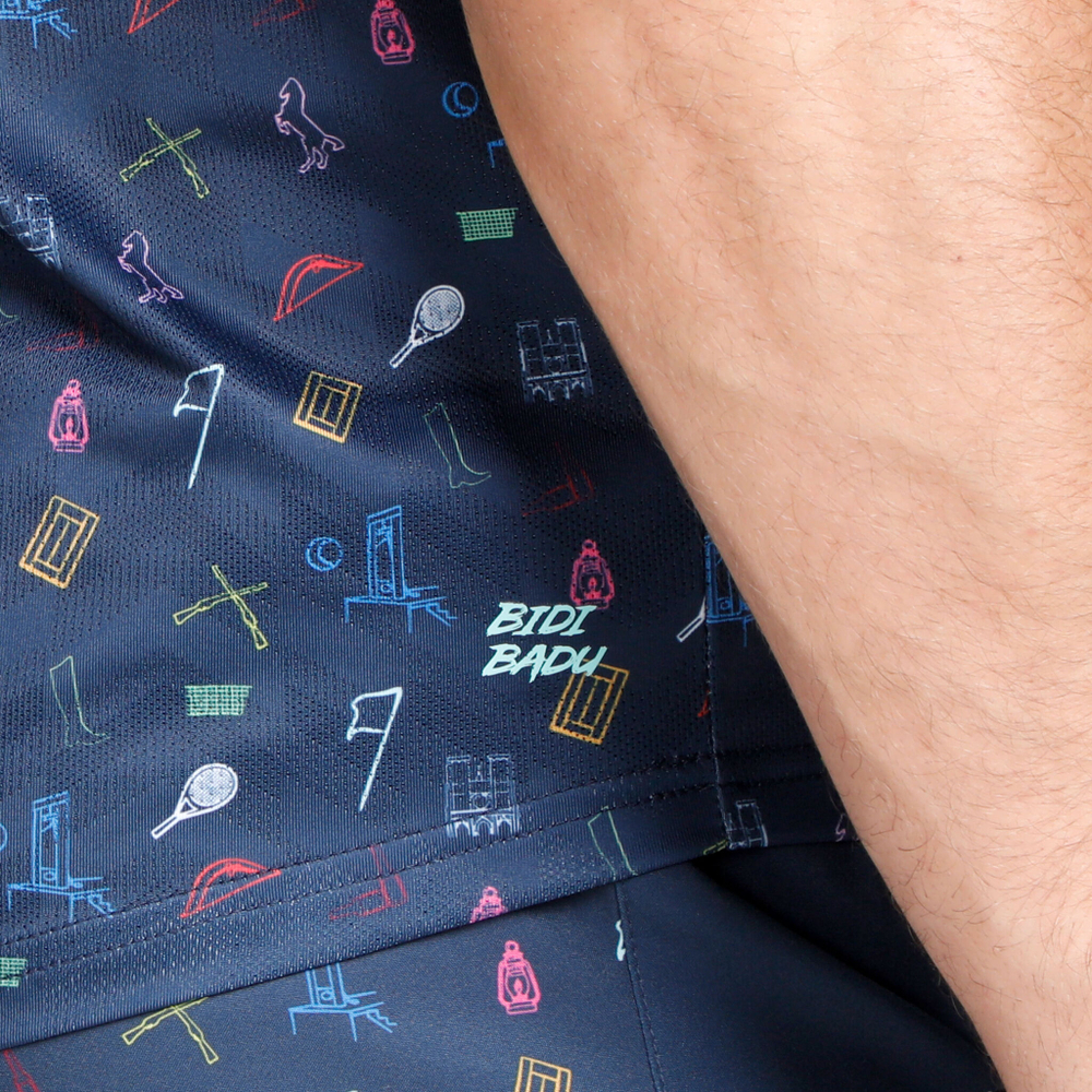 Мужское теннисное поло BIDI BADU Idir Tech Polo Men - Dark Blue, Multicoloured