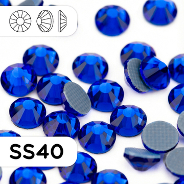 Горячие (термоклеевые) стразы из стекла ss40, 144 шт, цвет Sapphire