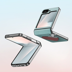 Чехол синего цвета (Love Edition - Cyan Blue) из искусственной кожи от Dux Ducis для Samsung Flip 7 FE (W25 Flip) и Flip 6, серия Luvy Series Case