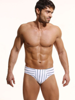 Набор из 3 мужских трусов-слип в полоску (Размер: M) (Цвет: белый с голубым)