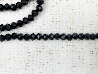 Бусины граненые Рондель, d 6 мм, (1уп=10нитей), чёрный