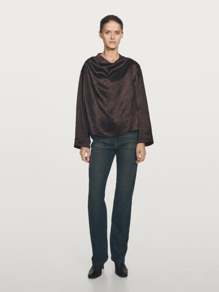 Massimo Dutti Джинсы прямого кроя с высокой талией, темно-синий