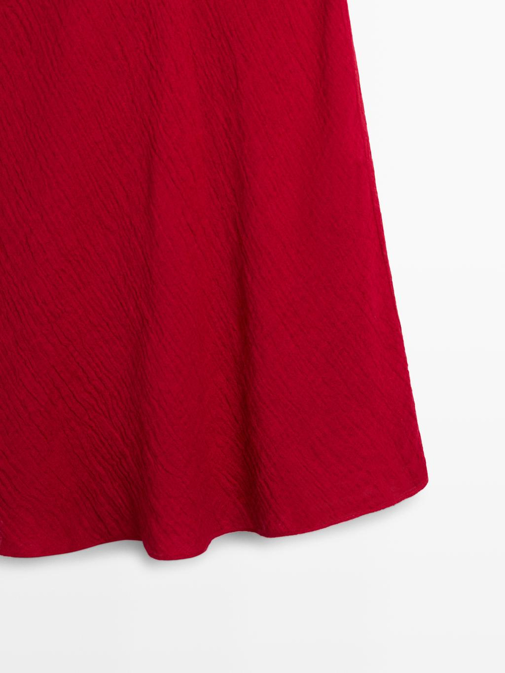 Massimo Dutti Миди-юбка из 100% льна с оборками, красный