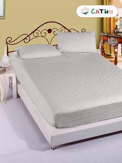 Простынь на резинке сатин-страйп Milky Garden "Серый мрамор" 90x200 см