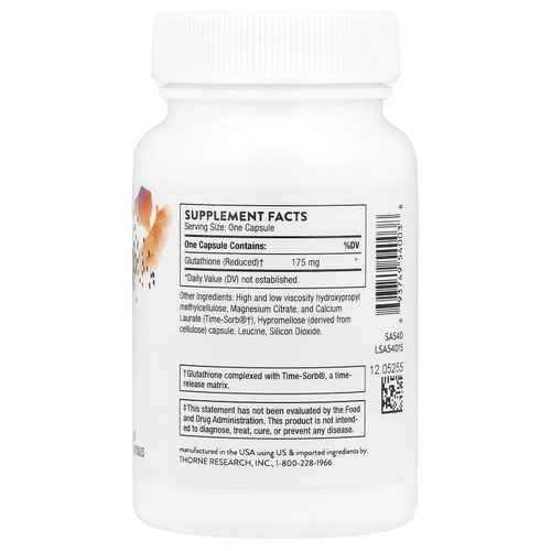 Thorne, Glutathione-SR, 60 капсул (175 мг в 1 капсуле)