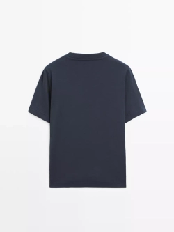 Massimo Dutti Футболка с коротким рукавом из 100% хлопка, темно-синий