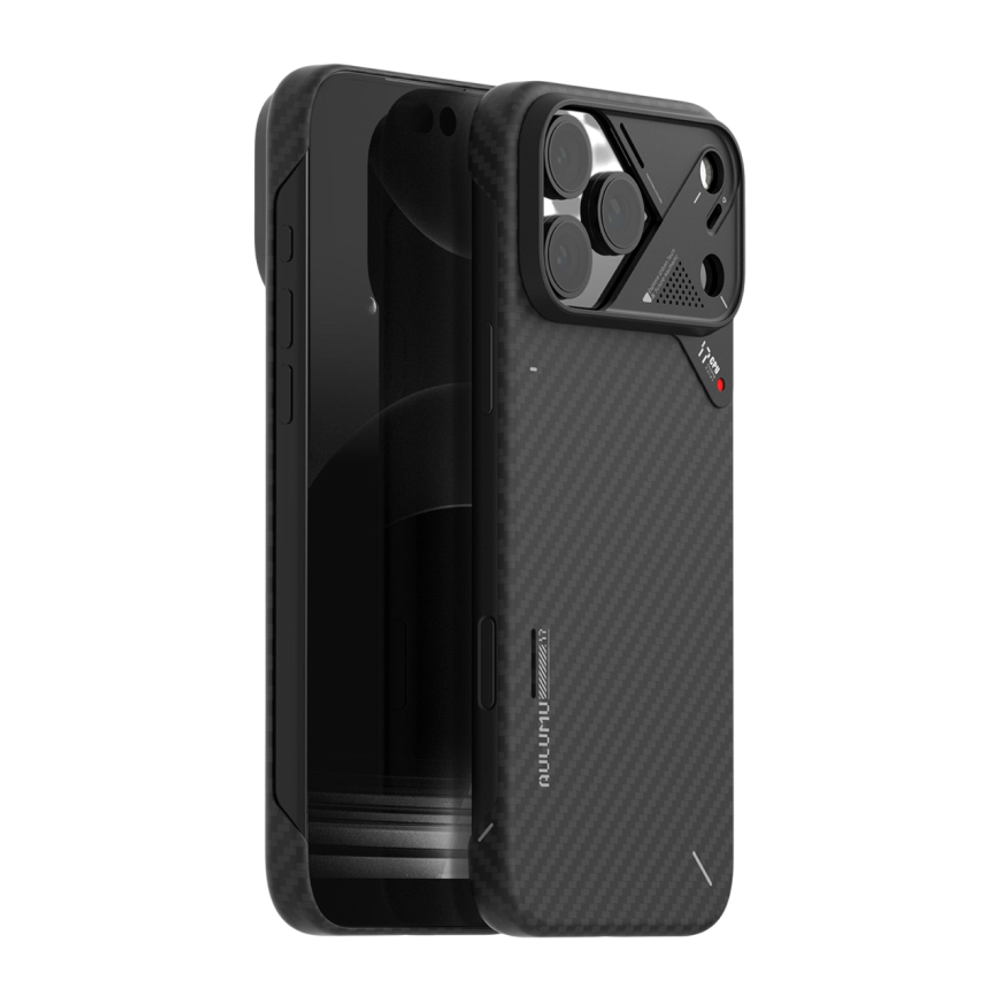 Арамидный чехол MagSafe Aulumu A17 Aramid Fiber Case для iPhone 17 Pro Ультратонкий чехол в футуристическом стиле из арамидного волокна плотностью 1500 ден с защитой камеры и теплорассеиванием в области процессора устройства