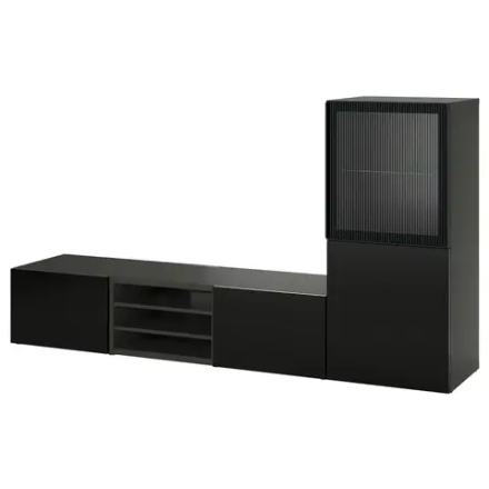 Комбинация для хранения ТВ - IKEA BESTÅ/BESTA, 129x42x240см, темно-серый, БЕСТО ИКЕА
