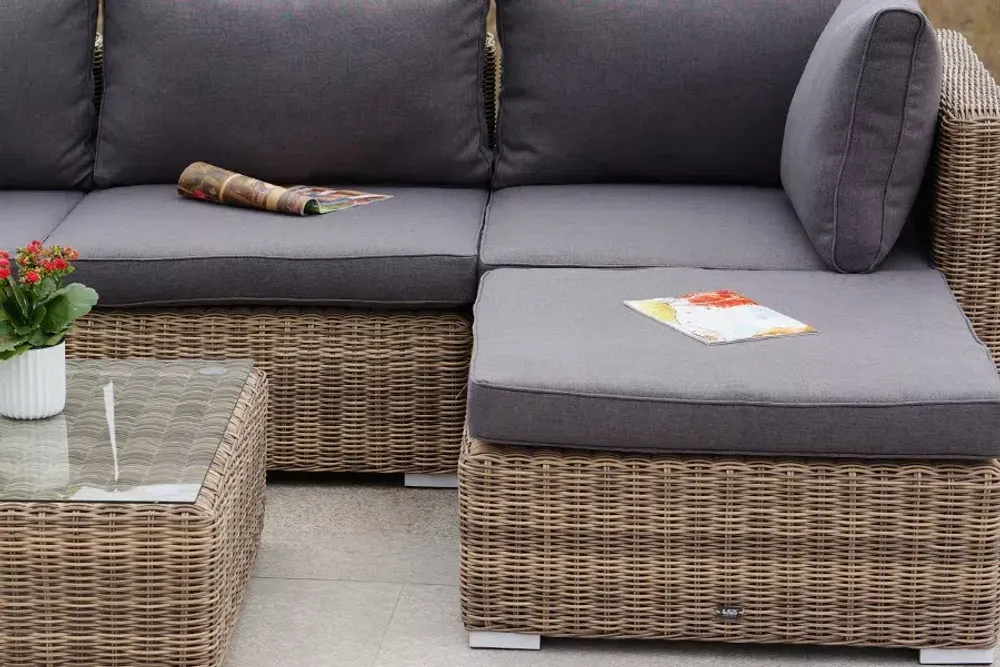 "Лунго" трансформирующаяся лаунж-зона из искусственного ротанга, цвет соломенный