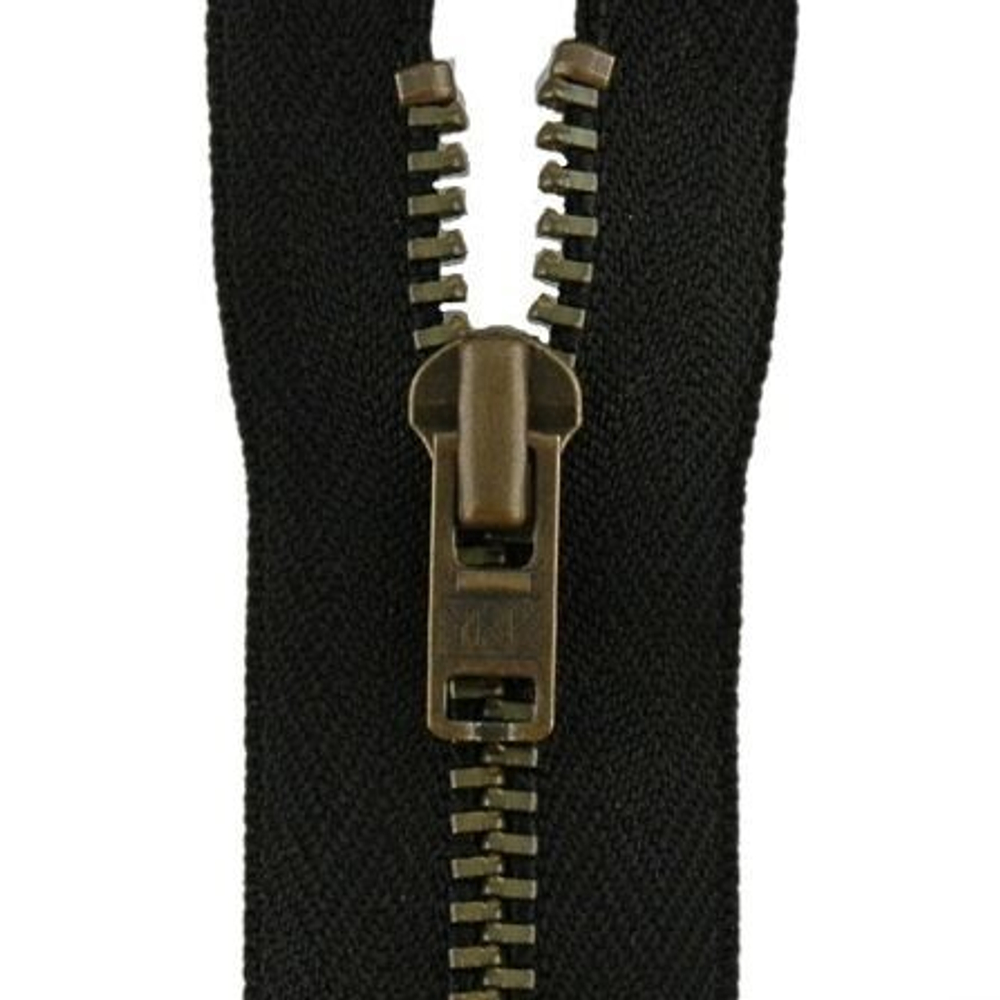 Молния металлическая, двухзамковая, темная латунь YKK Тип 5 65 см, цв.580