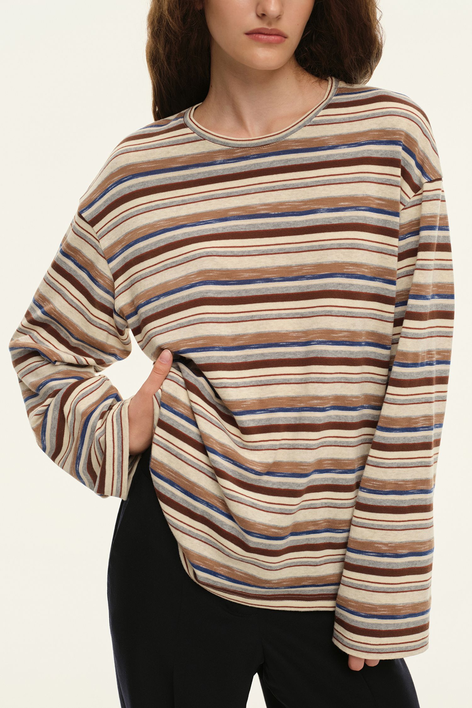 Лонгслив трикотажный (True Preppy), бежево-коричневый