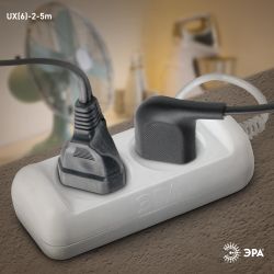 Удлинитель электрический ЭРА UX-2-5m без заземления 2 розетки 5м ПВС 2x0,75мм2 6А белый | Бытовые удлинители