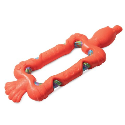 Игрушка "Утка с плетёной веревкой" с пищалкой 30 см (термопластичная резина) - для собак (Triol Aqua)