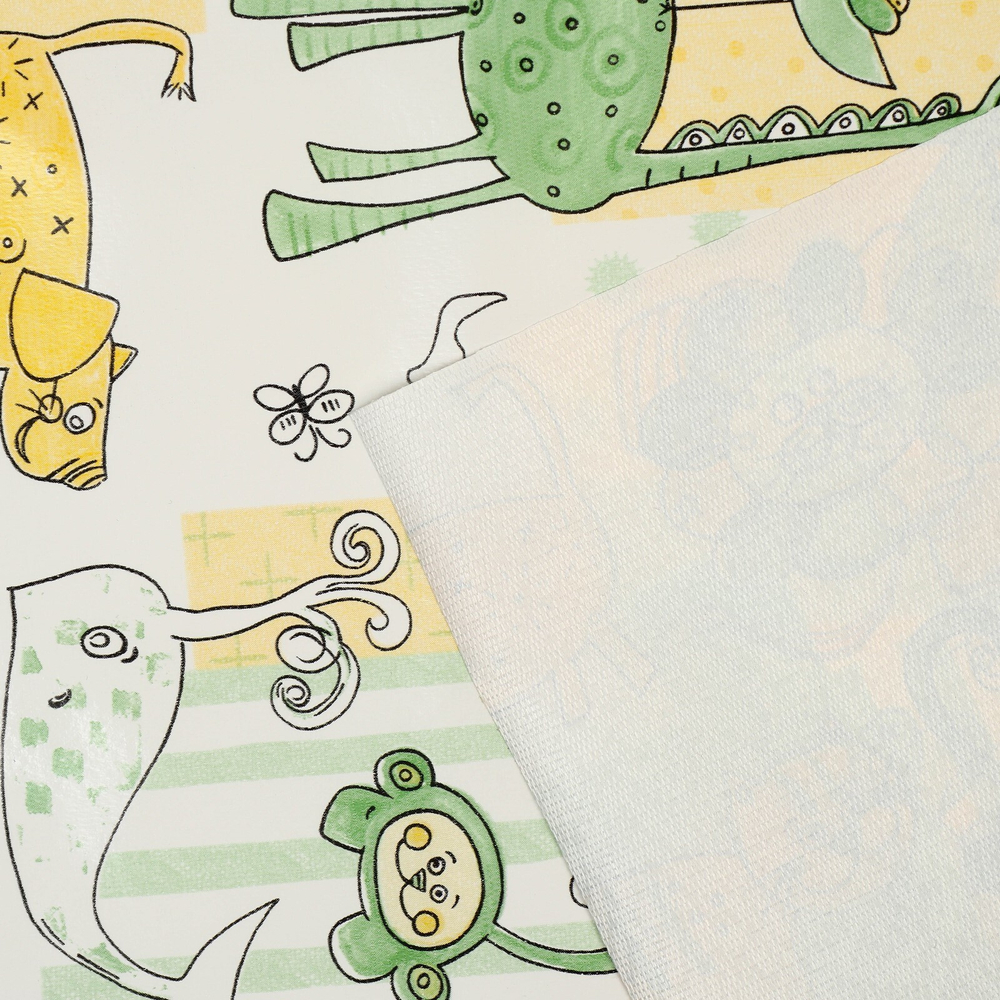 Клеенка детская «Мультики», р-р. 70х100 см., без окантовки, цвет белый/зеленый