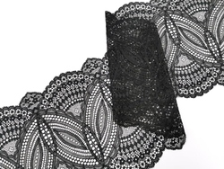 Эластичное кружево, 21см, черное с зеленым оттенком (Арт: EK-2751), м