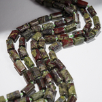 Эпидот (яшма "Кровь дракона") натуральный, бочонки с гранями, 10-12*6-8мм