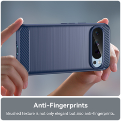 Чехол синего цвета с дизайном под карбон на Google Pixel 9 Pro, серия Carbon от Caseport