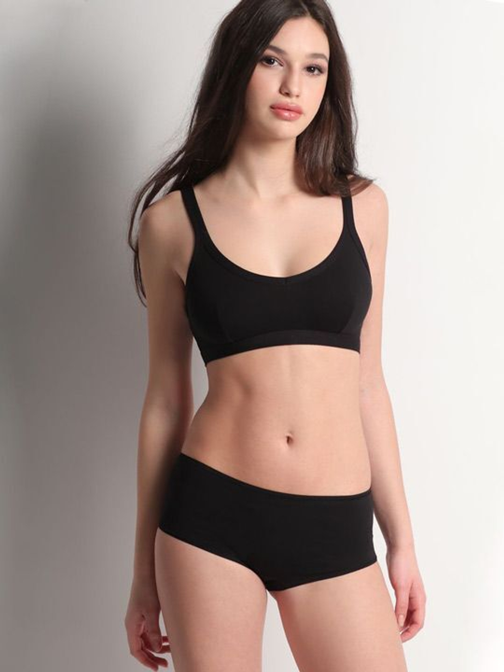 Хлопковые трусики-шорты с низкой линией талии (Размер: S) (Цвет: розовый)