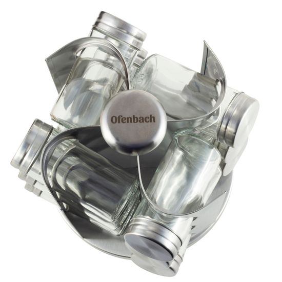 Набор ёмкостей для специй 12 шт. Ofenbach NB 101000 на круглой подставке из нержавеющей стали