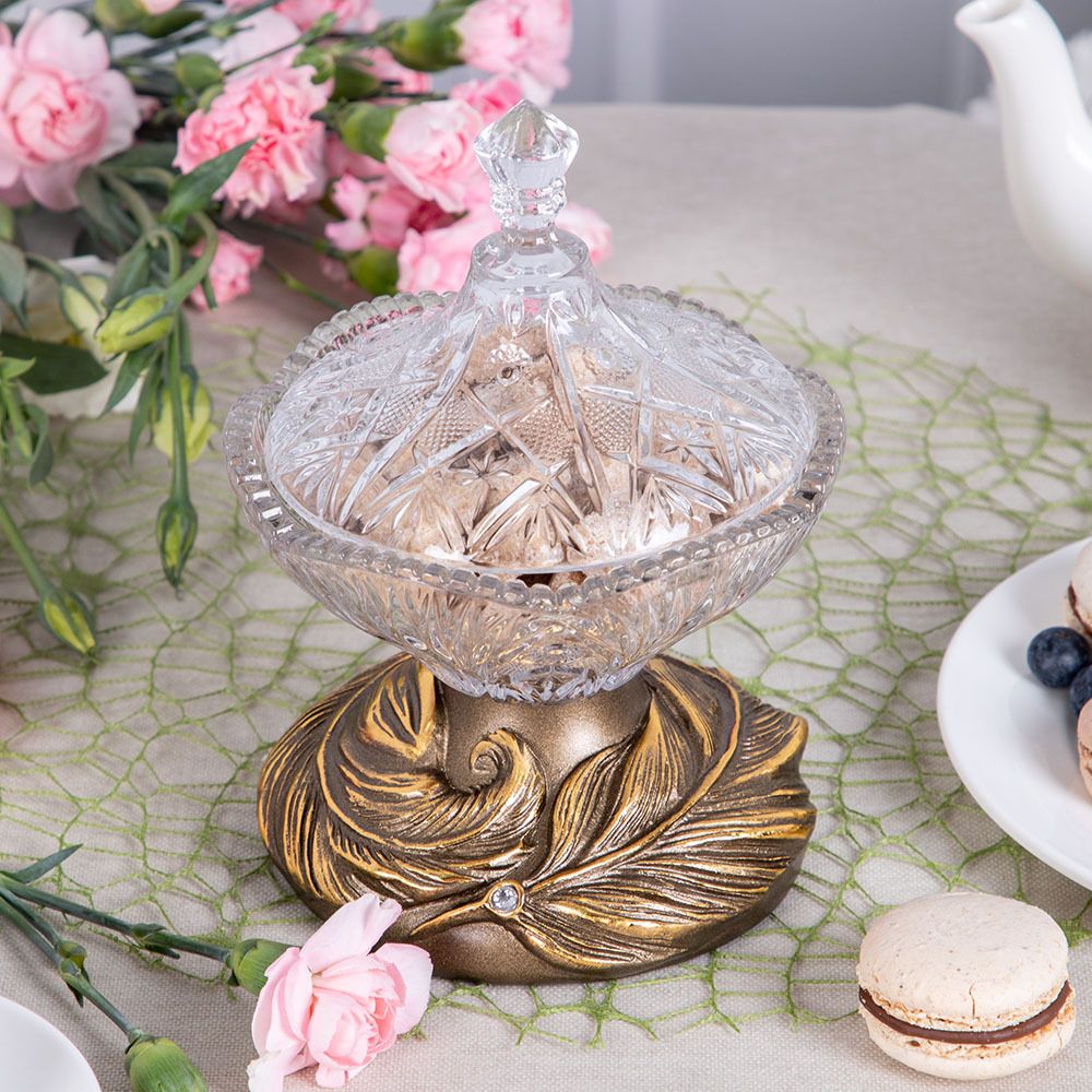 Сахарница стеклянная с крышкой Боа Бронза