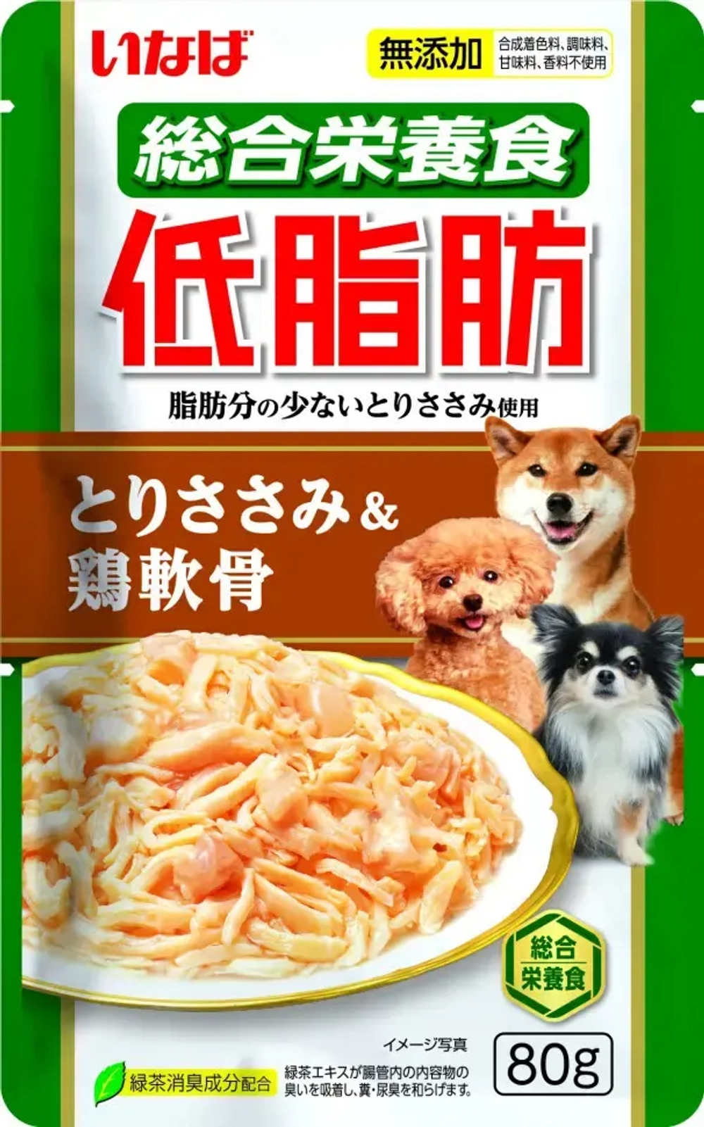 Inaba teishibo пауч д/собак на основе куриного филе с куриными хрящами, волокна в желе 80гр