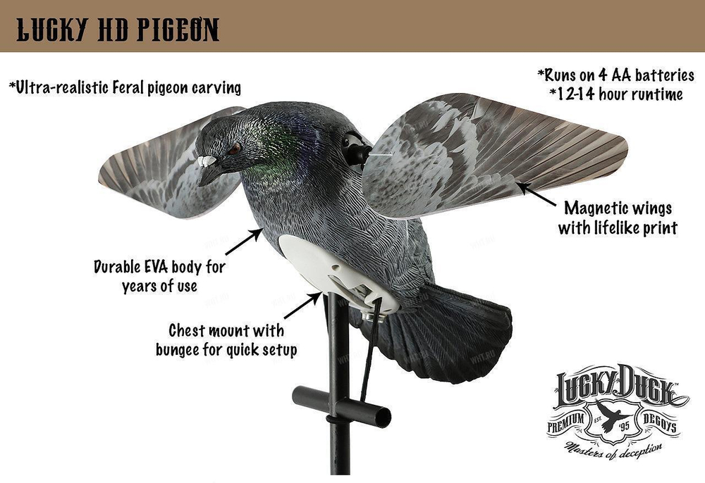Чучело голубя с вращающимися крыльями Lucky HD Wood Pigeon