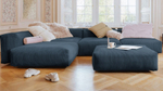 Диван Фиджи (П-образный) Cilium Indigo 378*242*62 см, Синий Вельвет Нераскладной Фиеста