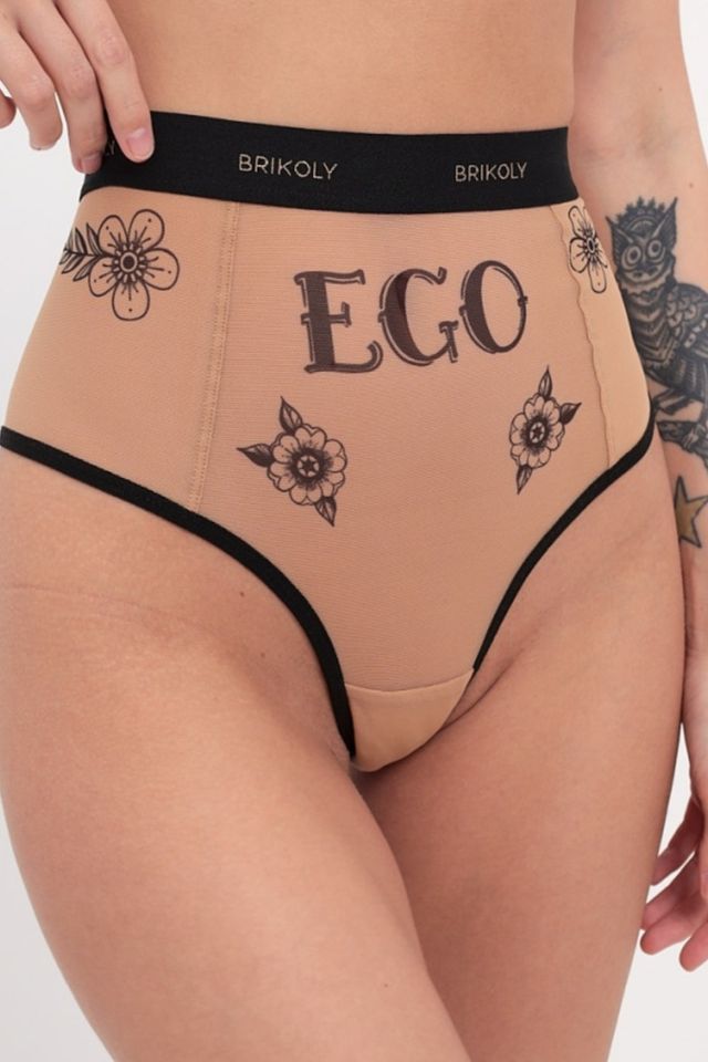 Трусы-бразилиана с принтом-тату