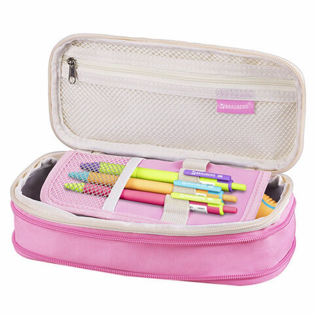 Пенал-трансформер BRAUBERG, полиэстер, 22х10х3 см, "Crystal rose", 271563