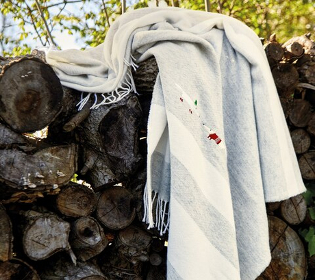 Плед из шерсти мериноса 130x170 Blanc des Vosges Snow Fox серый