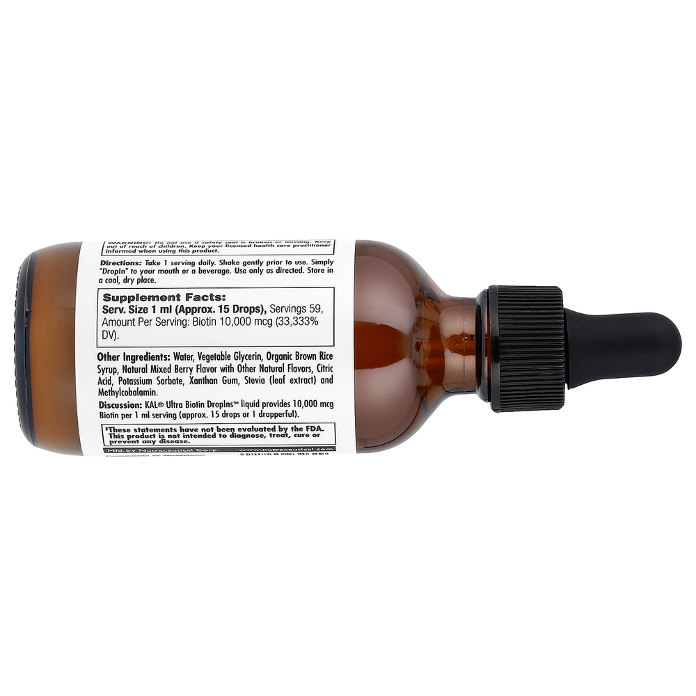 KAL, Ultra Biotin, натуральный ароматизатор «Смесь ягод», 10000 мкг, 59 мл (2 жидк. унции)