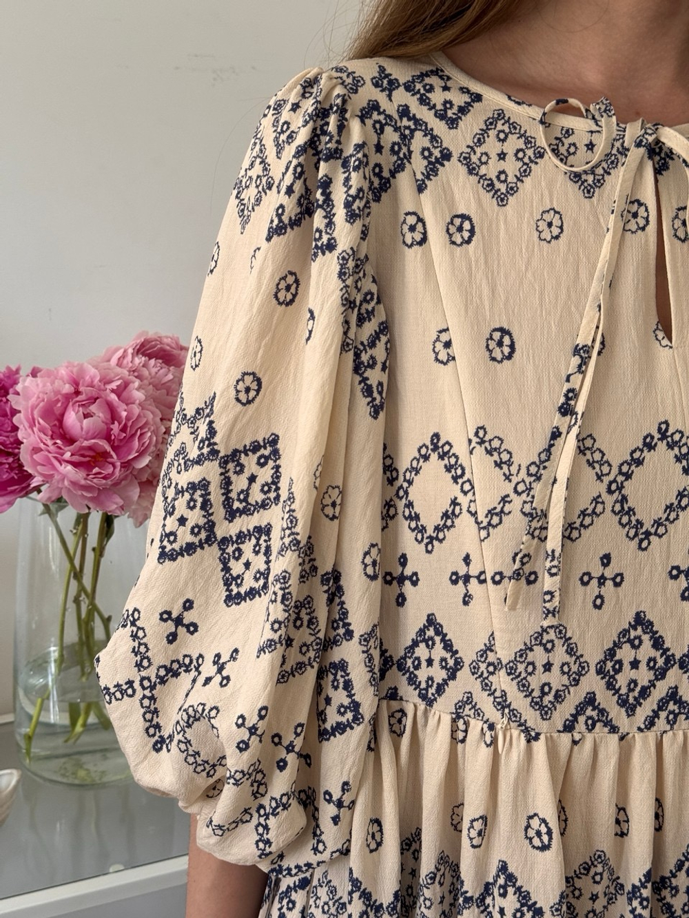 Платье Мари для беременных и кормящих, Кремовый с орнаментом